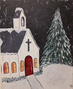 Snowy Church Painting